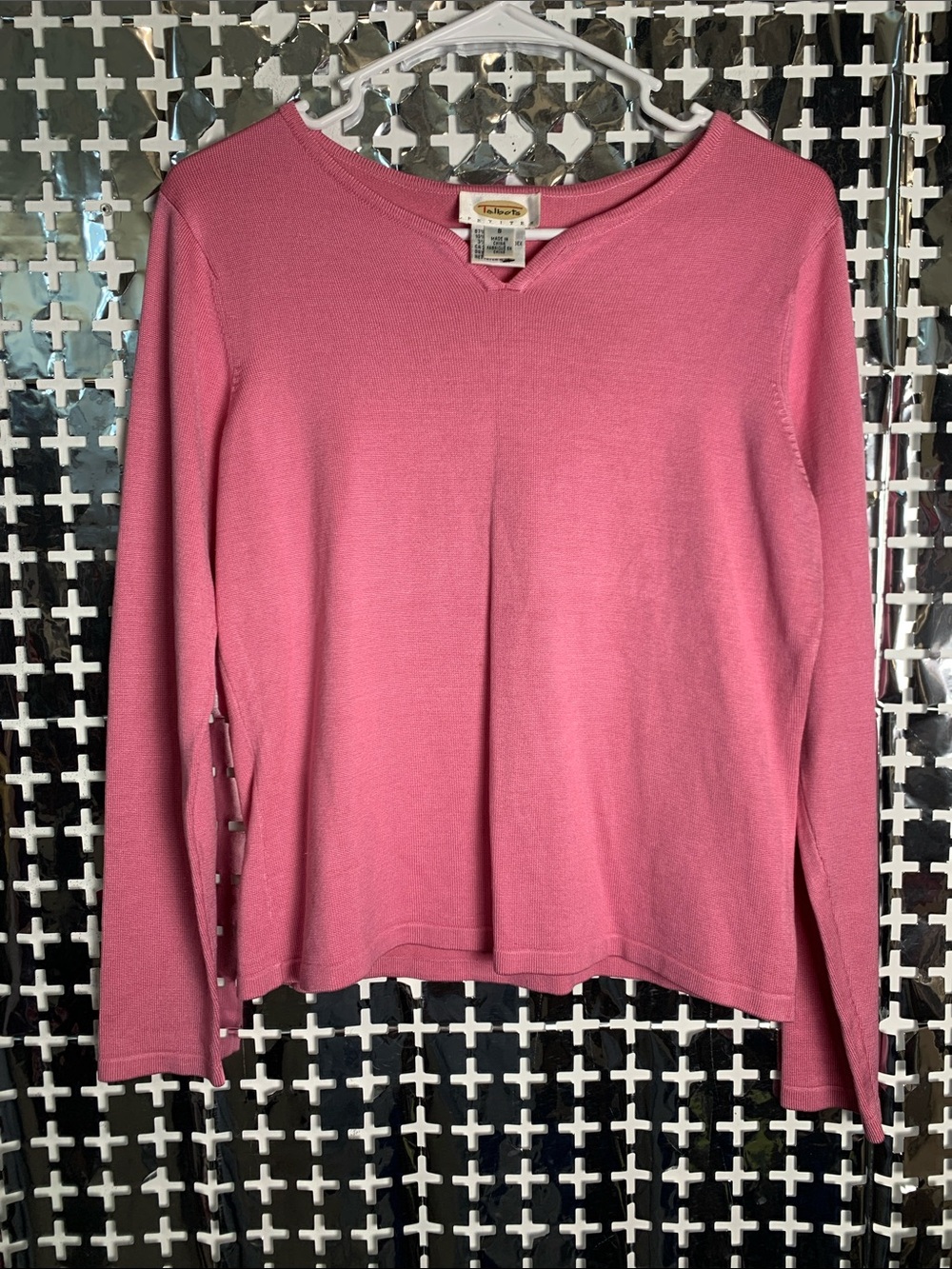 Talbots Rose Pink Long-Sleeve V-Notch Knit Top
